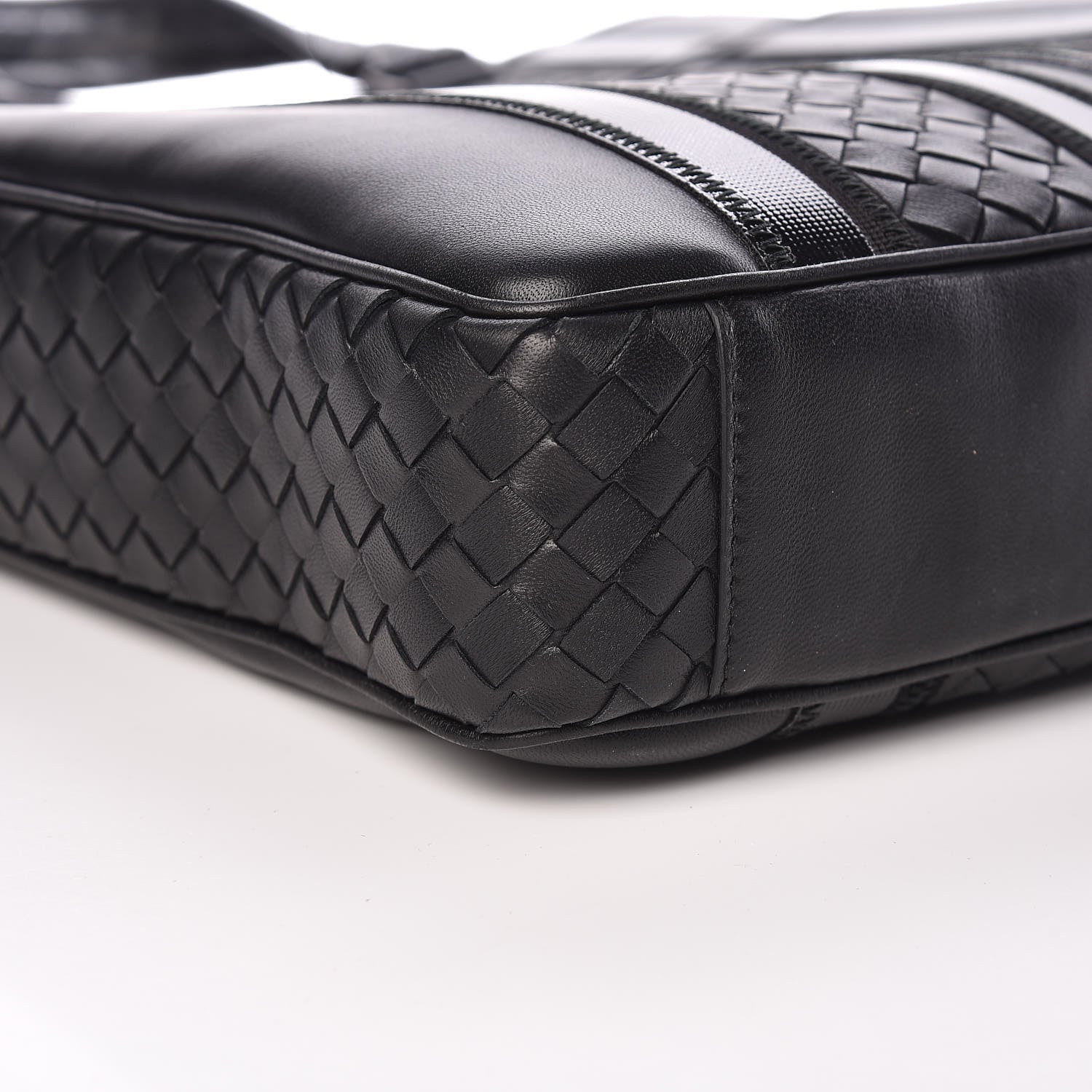 Bottega Veneta Nappa Tech Nylon Intrecciato Stripe Tote Black 5 of 10