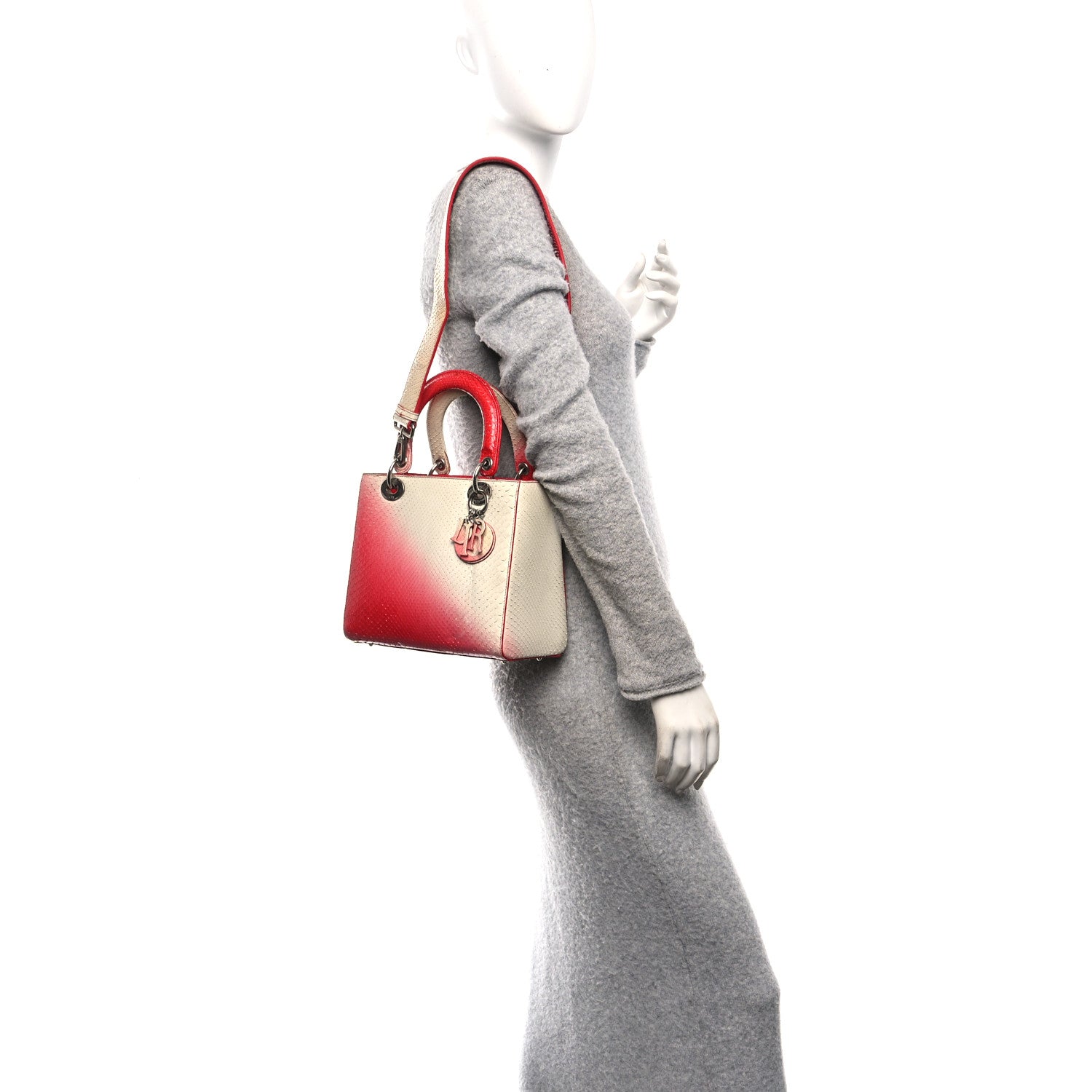 Christian Dior Snakeskin Ombre Medium Lady Dior Red White 2 of 11