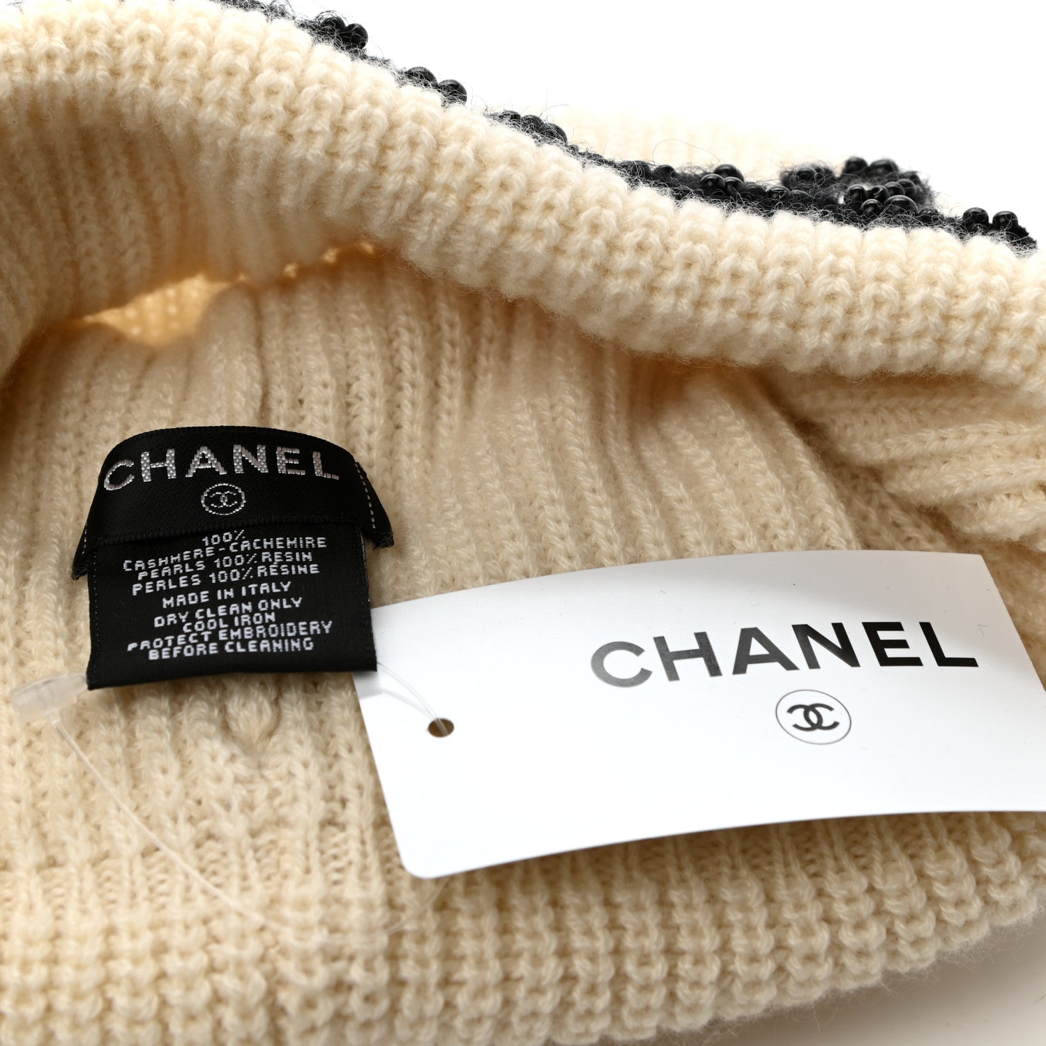 Chanel Cashmere Logo Beanie Hat Ivory 4 of 4