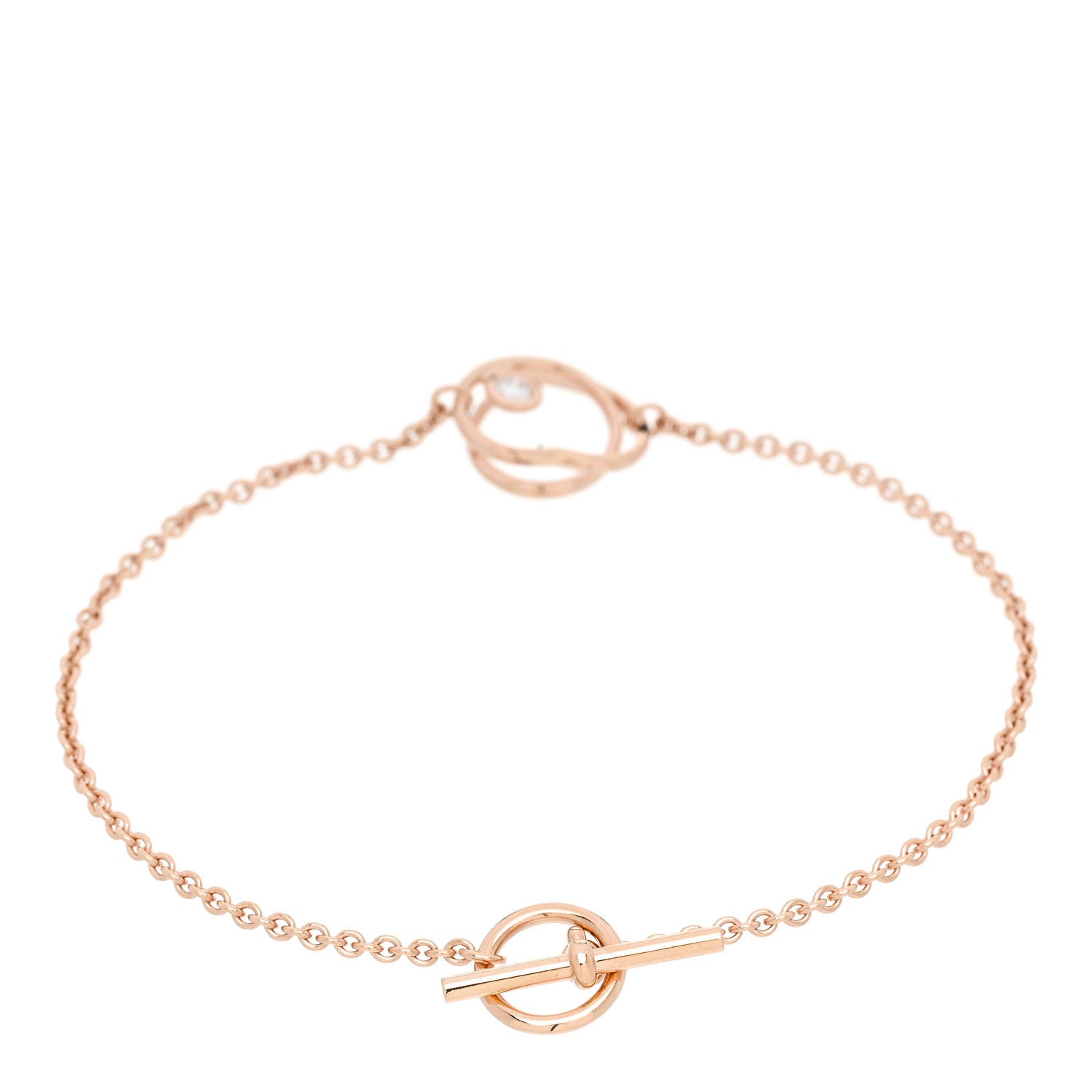 Hermes 18K Rose Gold Diamond TPM Vertige Coeur Bracelet ST 2 of 3