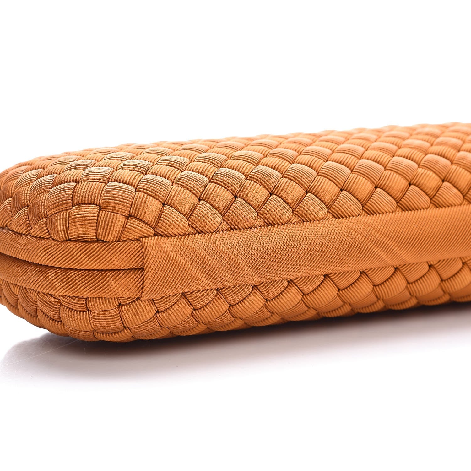 Bottega Veneta Silk Faille Intrecciato Knot Clutch Burnt Sun 7 of 7