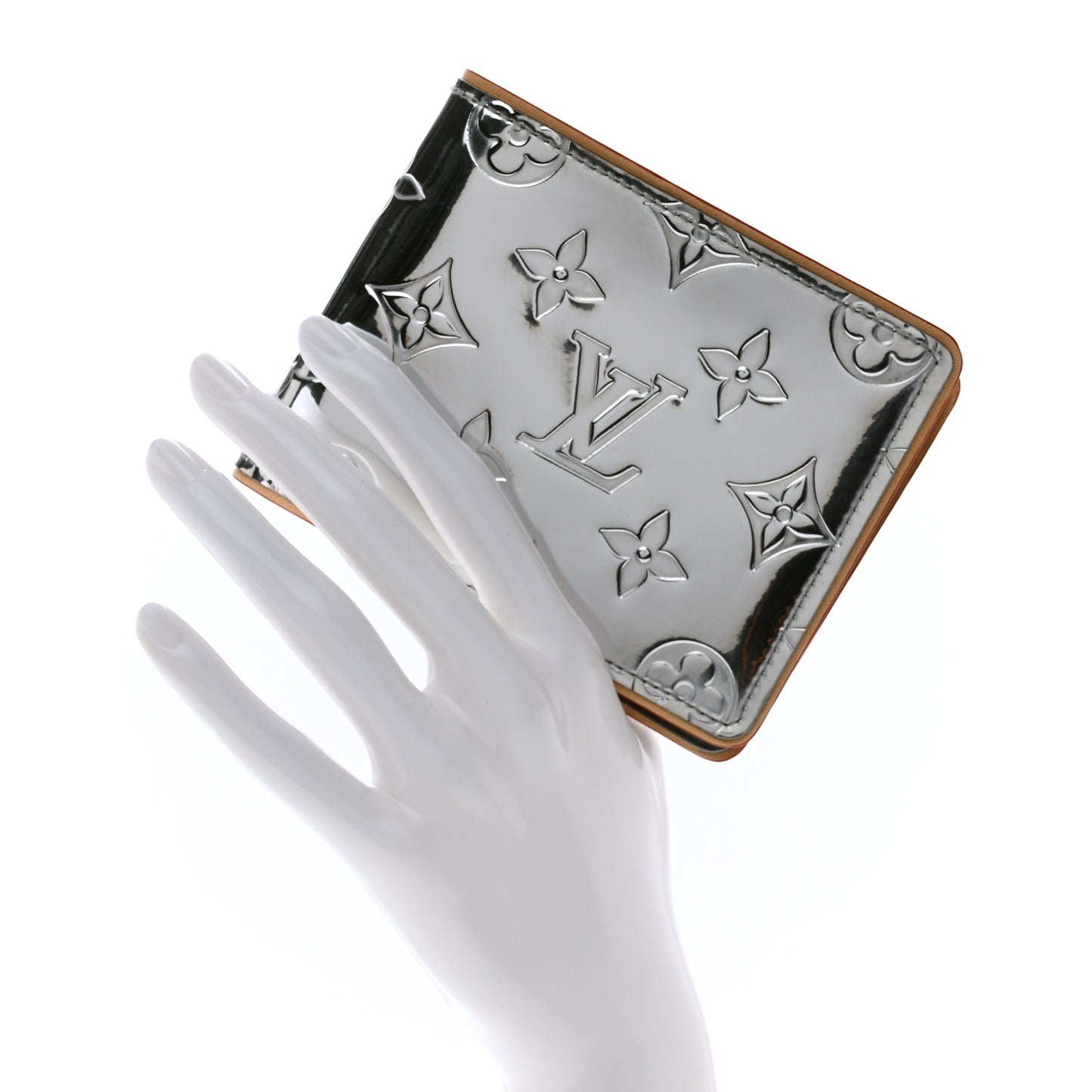 Monogram Mirror Slender Wallet Silver