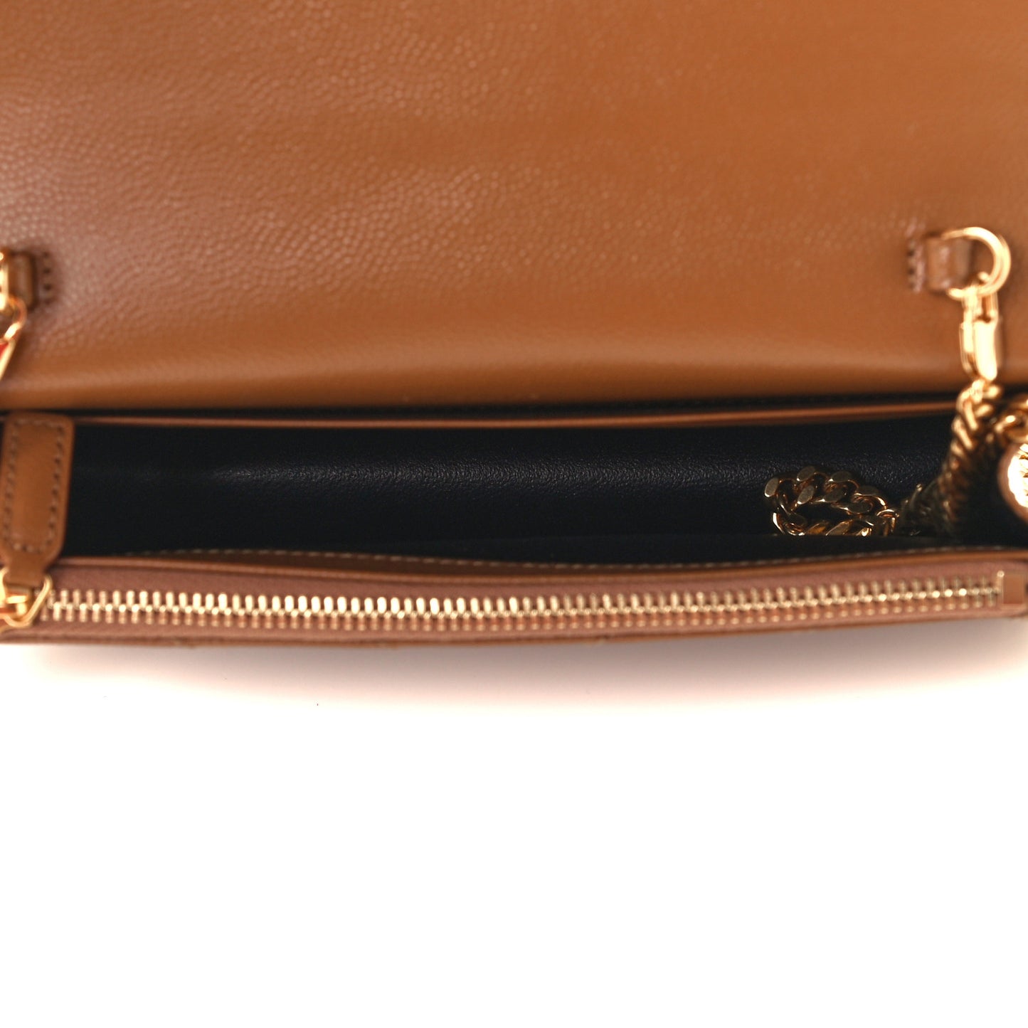 Grain De Poudre Matelasse Chevron Monogram Envelope Chain Wallet Natural Dark