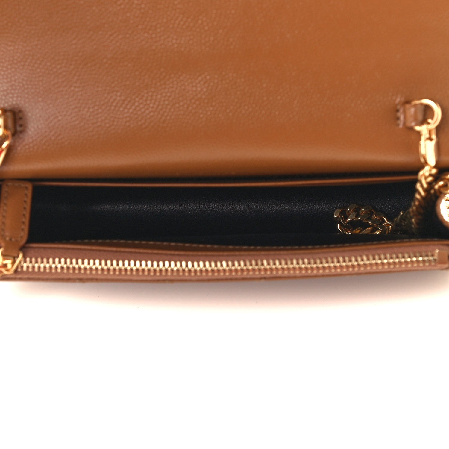 Saint Laurent Grain De Poudre Matelasse Chevron Monogram Envelope Chain Wallet Natural Dark 5 of 11