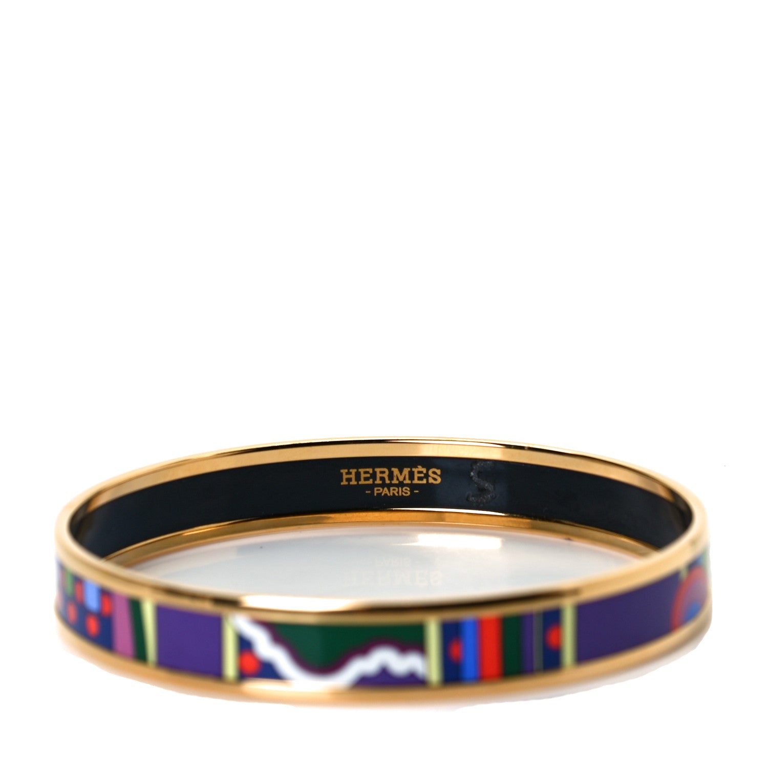 Hermes Enamel Printed Narrow Faubourg Rainbow Bracelet 70 Au Paradis 3 of 5