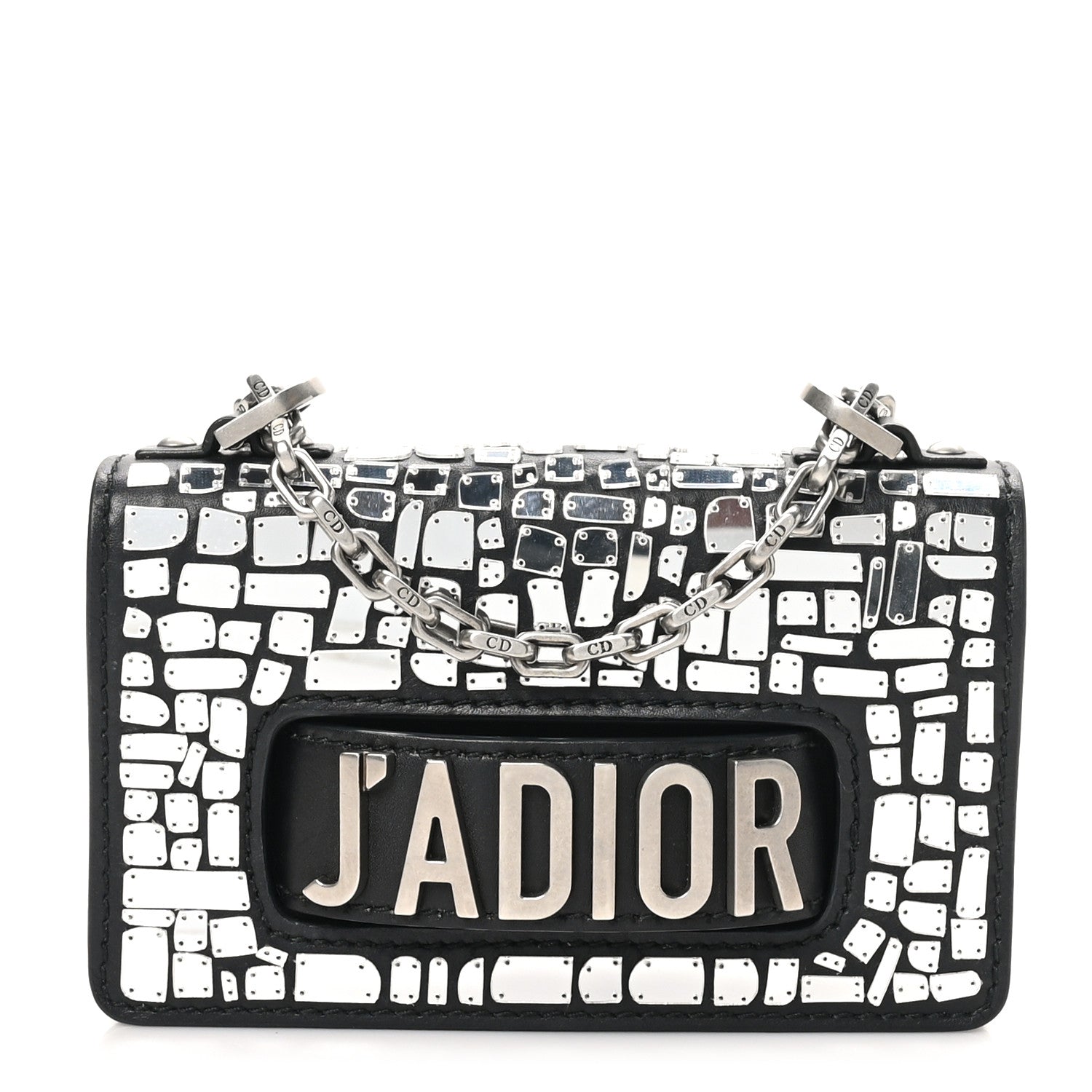 Christian Dior Smooth Calfskin Embroidered Mosaic of Mirrors Mini J'Adior Chain Flap Bag Black 1 of 9