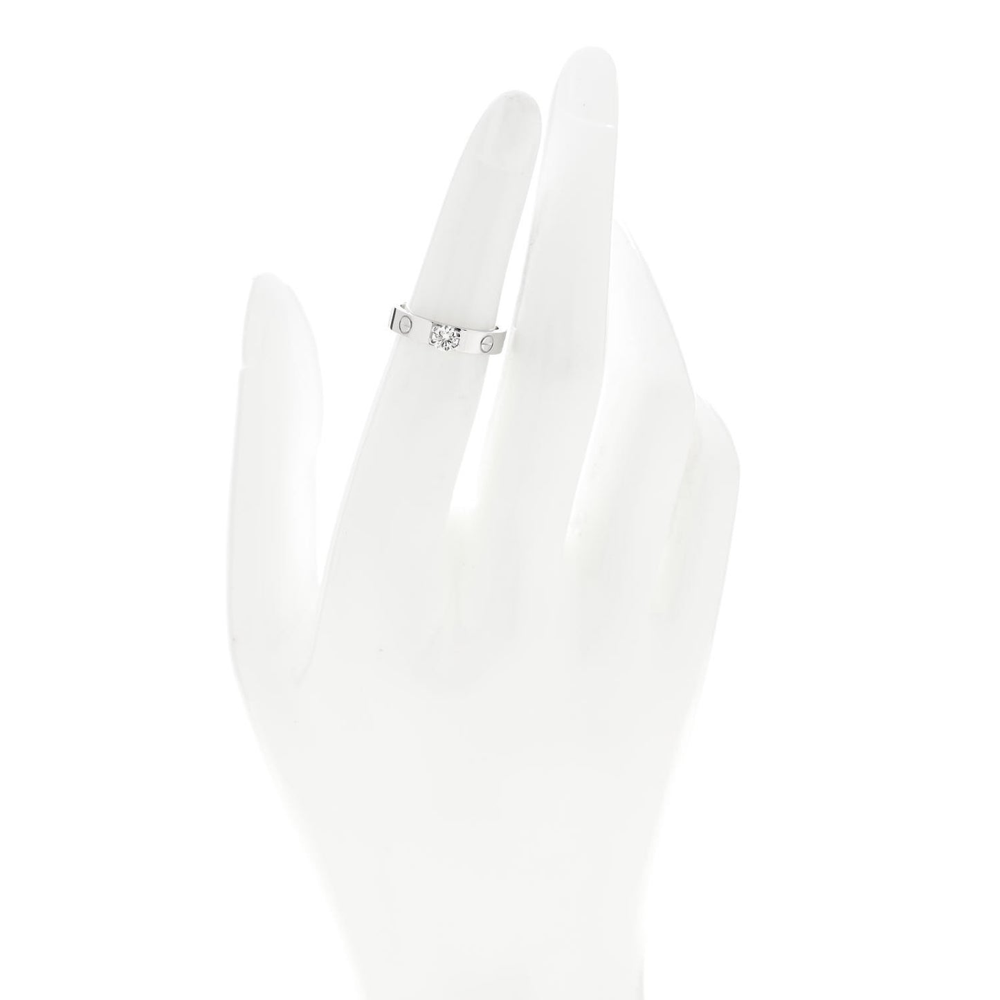 18K White Gold Diamond .24ct LOVE Solitaire Engagement Ring 49 4.75
