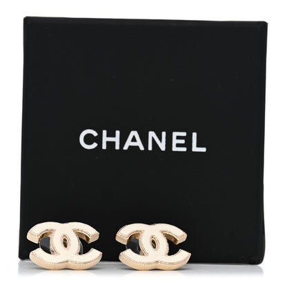 Chanel Enamel CC Earrings Gold White 5 of 5