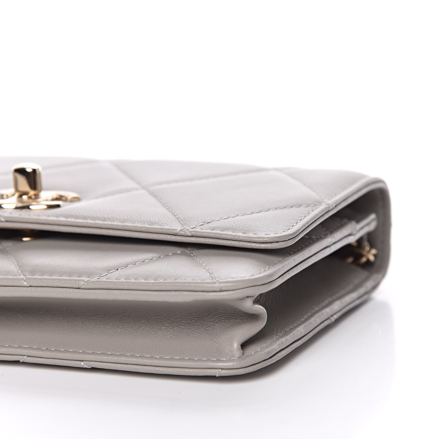 Chanel Lambskin Quilted Trendy CC Wallet On Chain WOC Grey 10 of 12