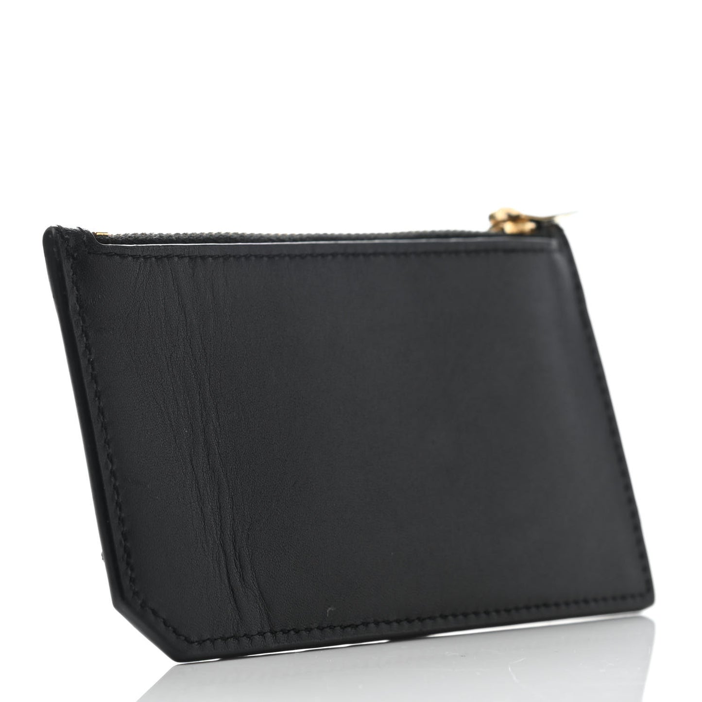 Calfskin 5 Fragments Zip Pouch Card Holder Black