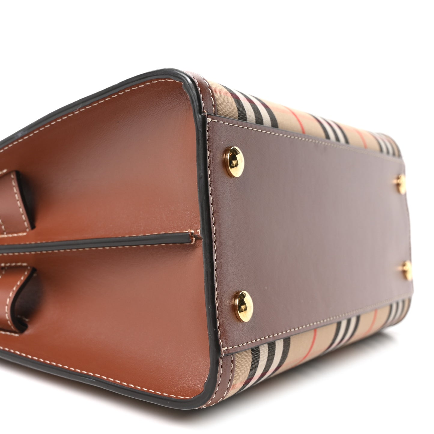 Calfskin Vintage Check Mini Two Handle Title Bag Archive Beige