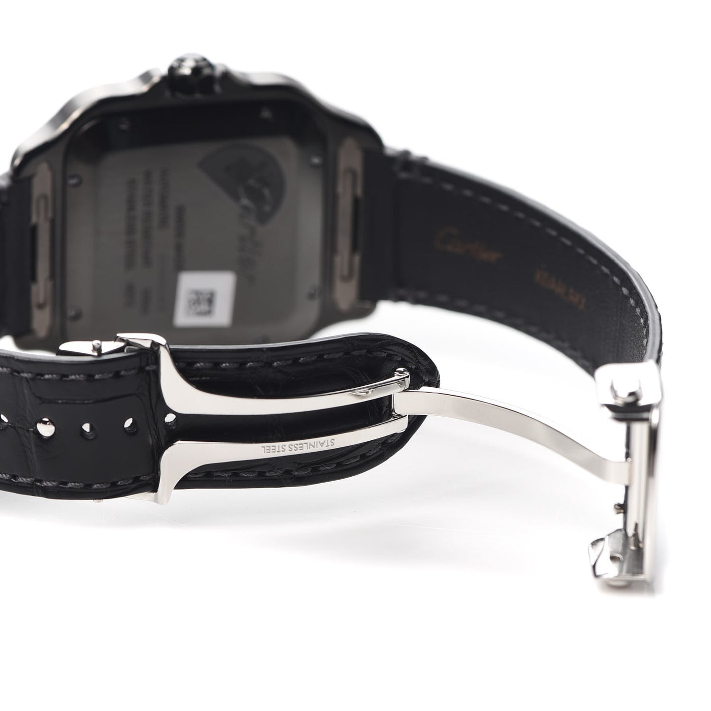 ADLC Stainless Steel Alligator 39.8mm Santos De Cartier Automatic Watch Black