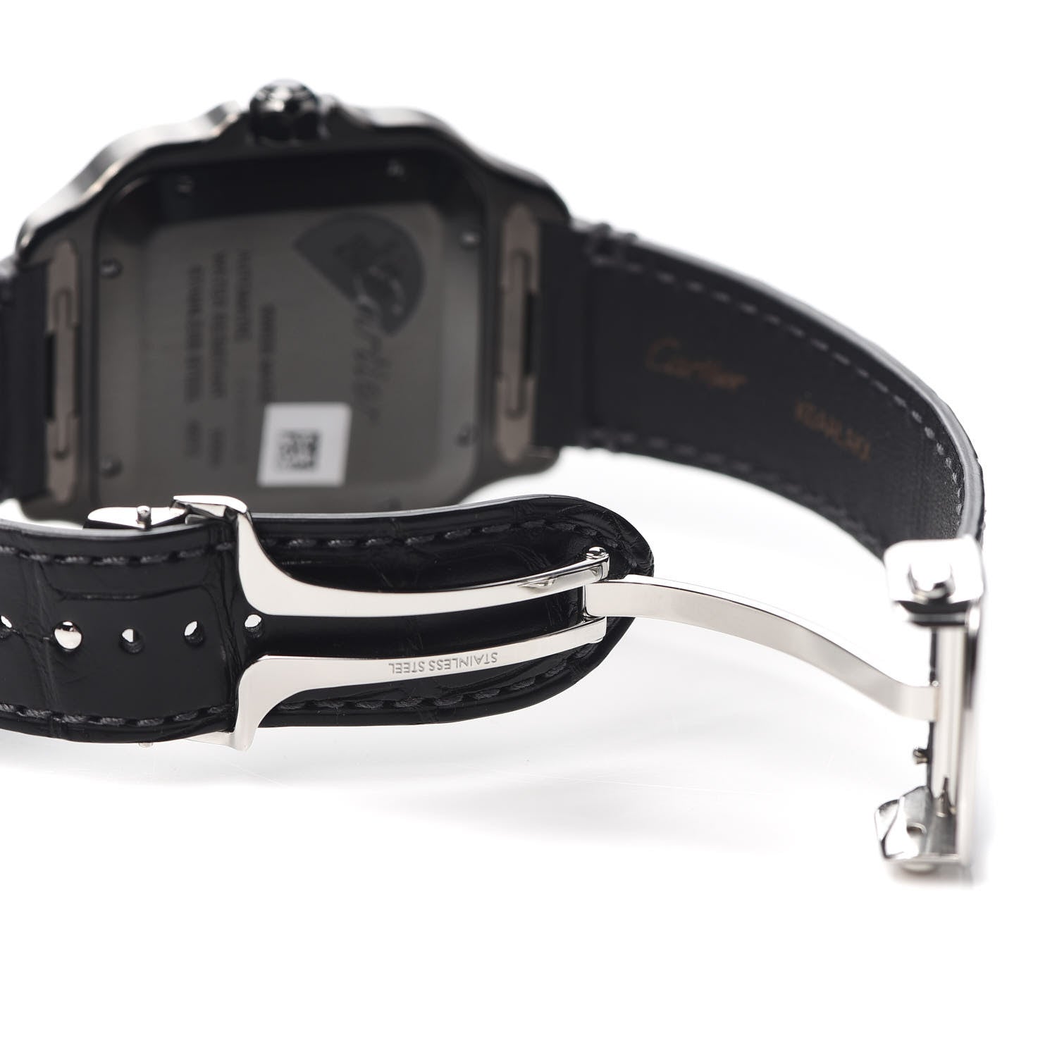 Cartier ADLC Stainless Steel Alligator 39.8mm Santos De Cartier Automatic Watch Black 5 of 6