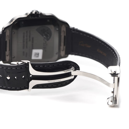 Cartier ADLC Stainless Steel Alligator 39.8mm Santos De Cartier Automatic Watch Black 5 of 6