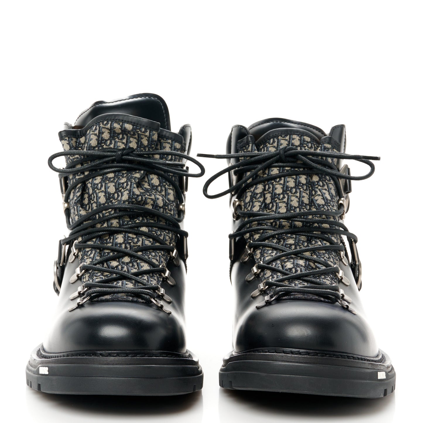 Oblique Calfskin Mens Explorer II Buckle Hiking Boots 45 Black Blue