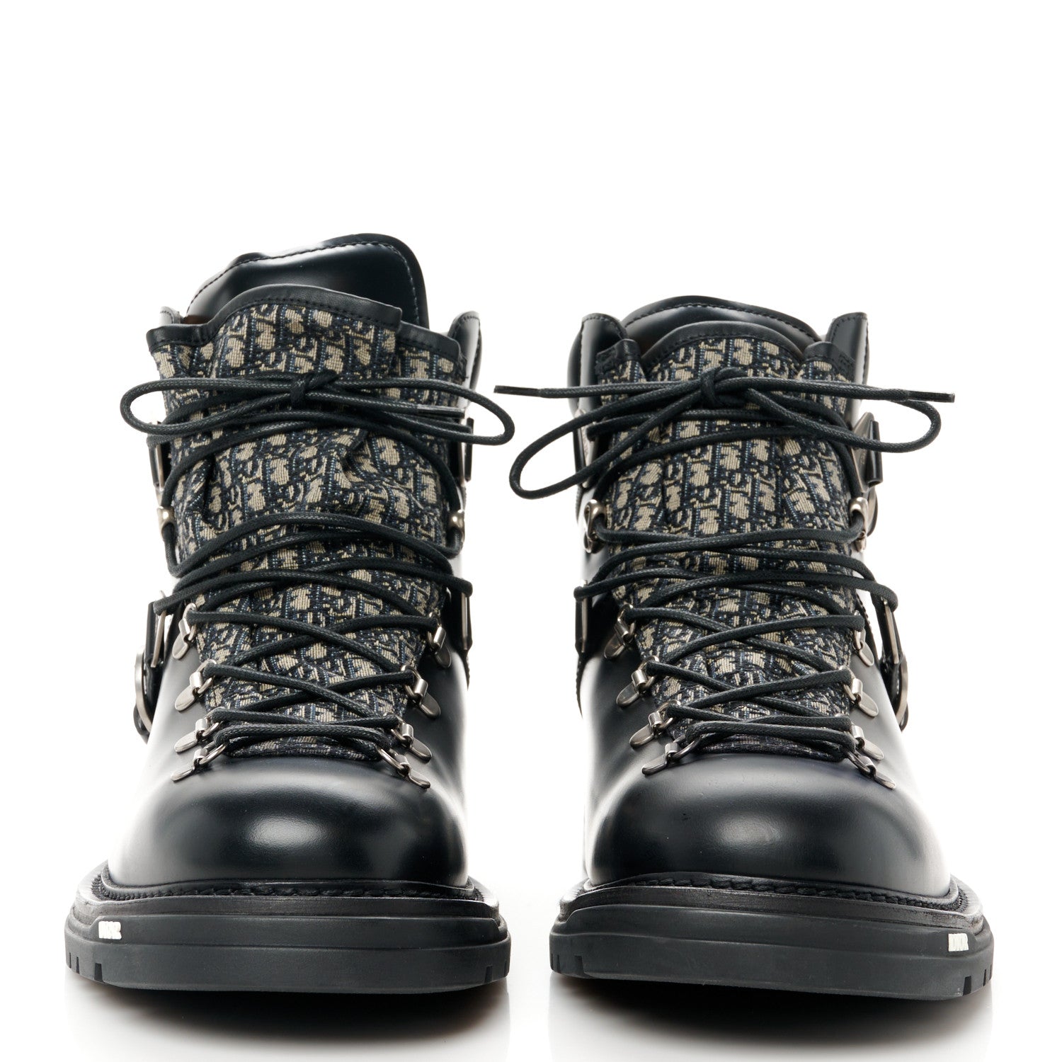 Christian Dior Oblique Calfskin Mens Explorer II Buckle Hiking Boots 45 Black Blue 2 of 9