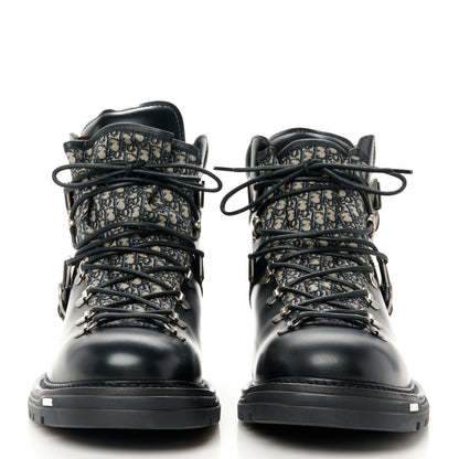 Christian Dior Oblique Calfskin Mens Explorer II Buckle Hiking Boots 45 Black Blue 2 of 9