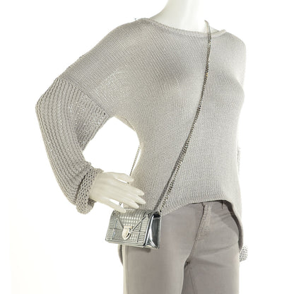 Christian Dior Metallic Patent Micro-Cannage Baby Diorama Flap Bag Silver 2 of 8