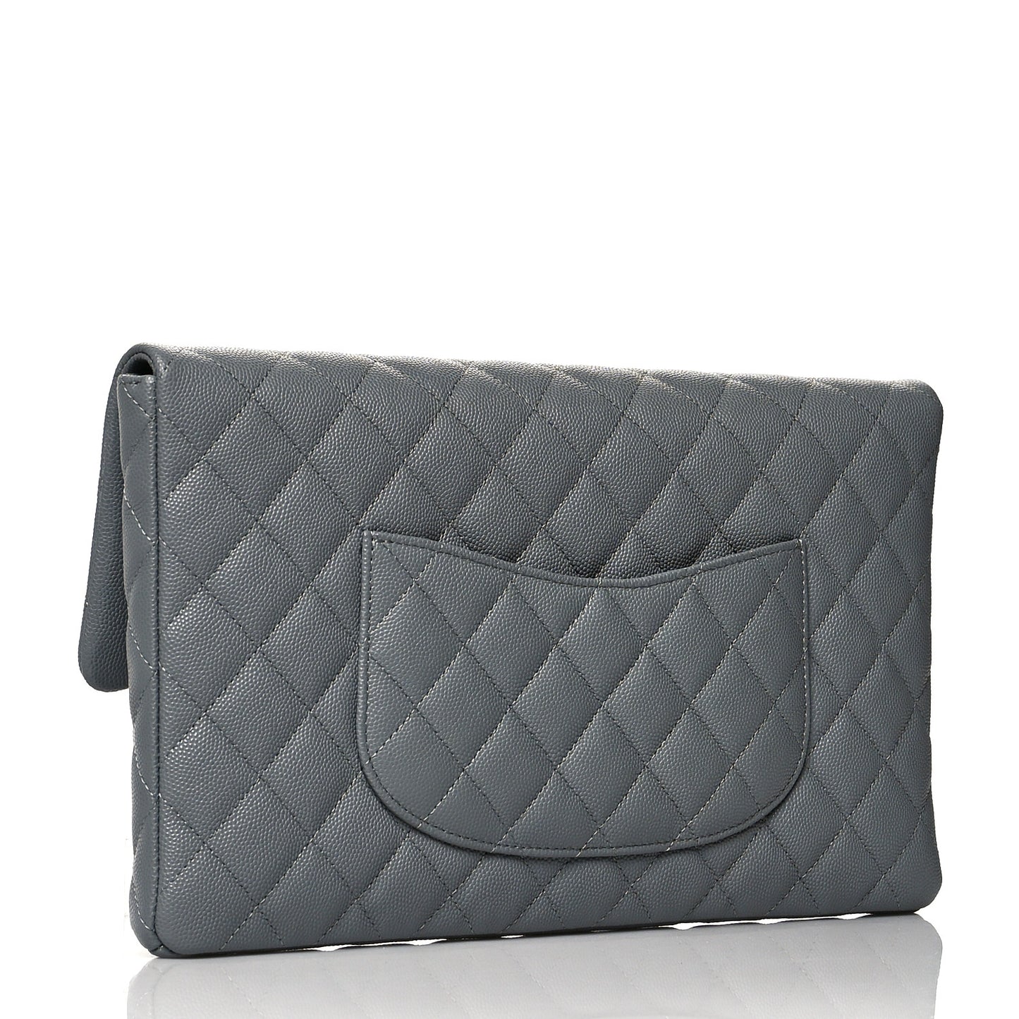 Caviar Quilted Flap Clutch Grey