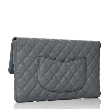 Chanel Caviar Quilted Flap Clutch Grey 3 of 11