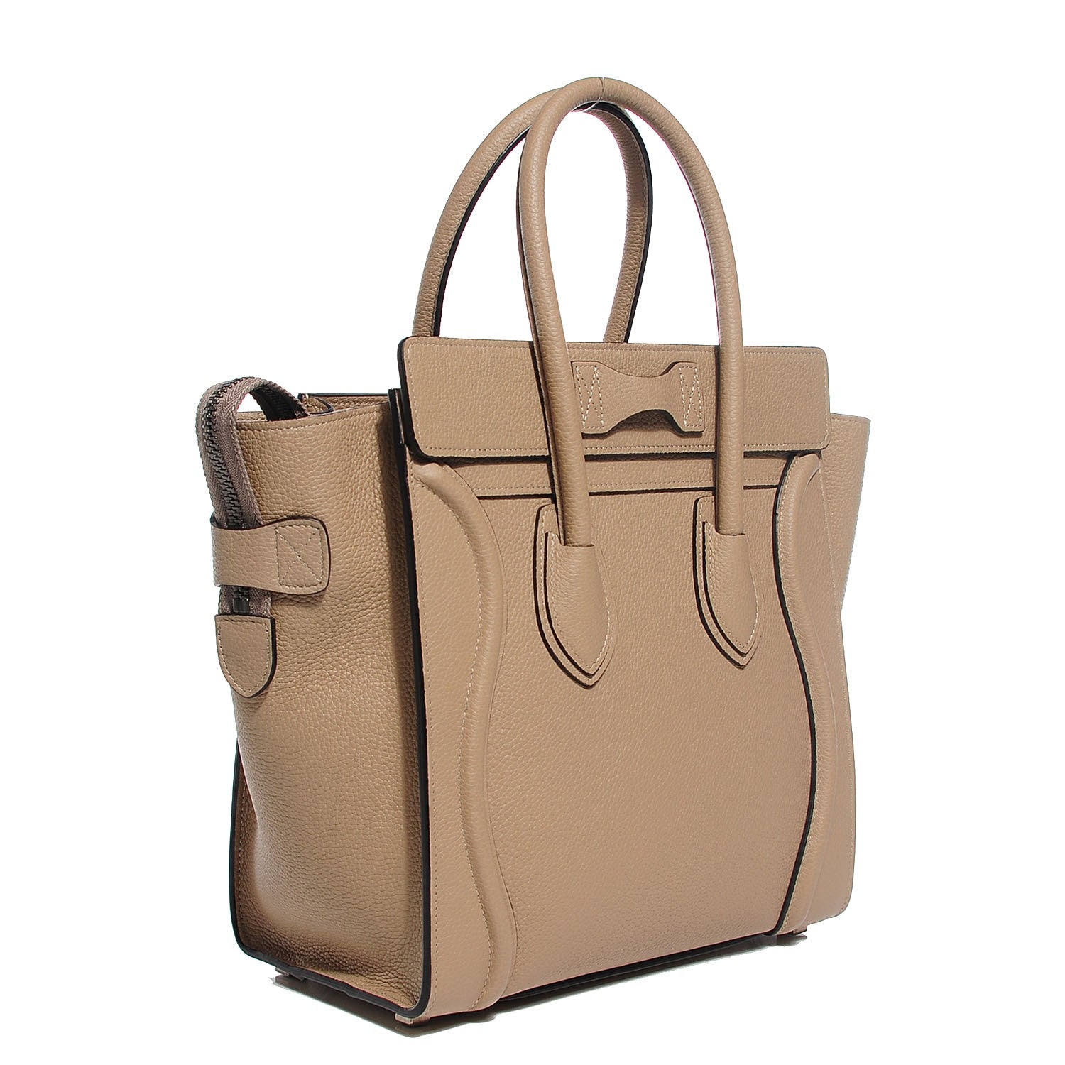 Celine Drummed Calfskin Micro Luggage Dune 3 of 9