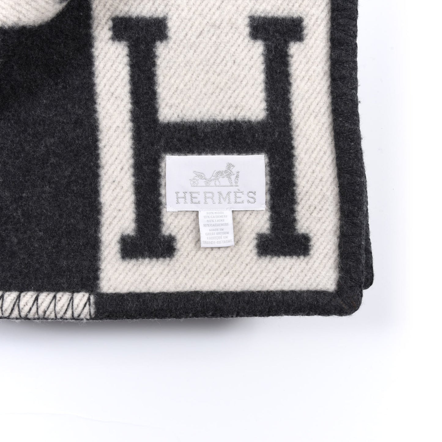 Wool Cashmere Avalon Blanket Ecru Gris Fonce