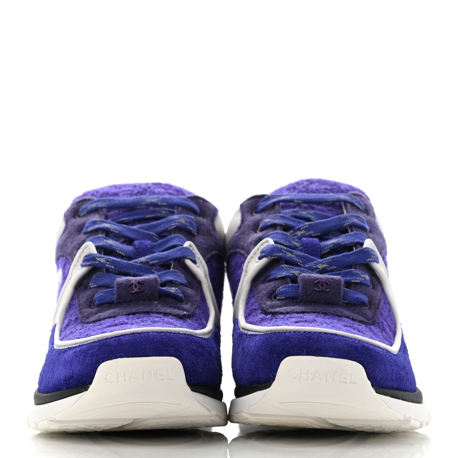 Chanel Suede Tweed Felt CC Sneakers 37 Purple 2 of 8
