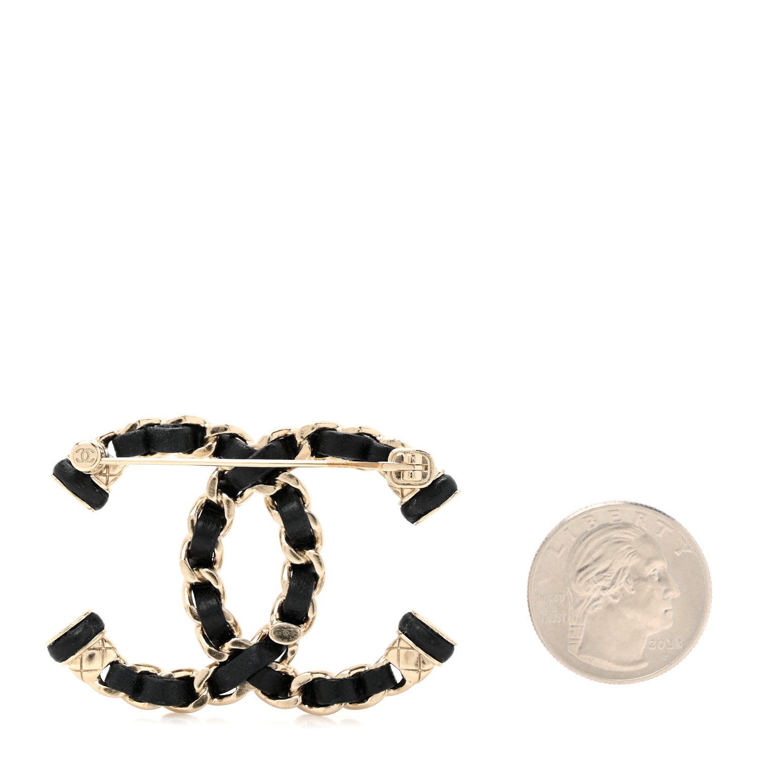 Chanel Lambskin CC Chain Brooch Black Gold 2 of 4