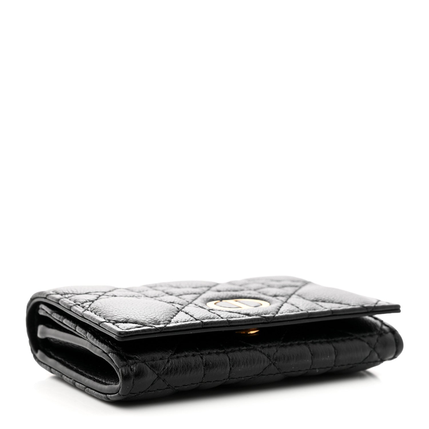 Christian Dior Supple Calfskin Cannage Caro Glycine Wallet Black 4 of 12