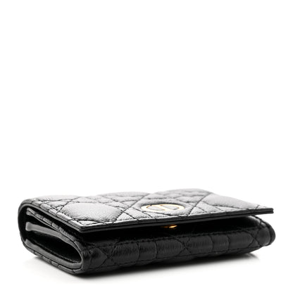Christian Dior Supple Calfskin Cannage Caro Glycine Wallet Black 4 of 12