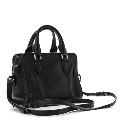 Alexander McQueen Pebbled Calfskin Mini Skull Padlock Zip Around Tote Black 2 of 10