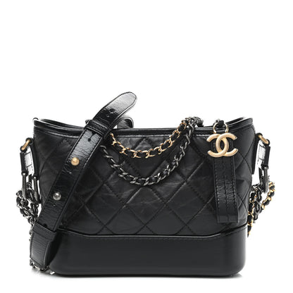 Chanel Aged Calfskin Quilted Small Gabrielle Hobo Black 1 of 9