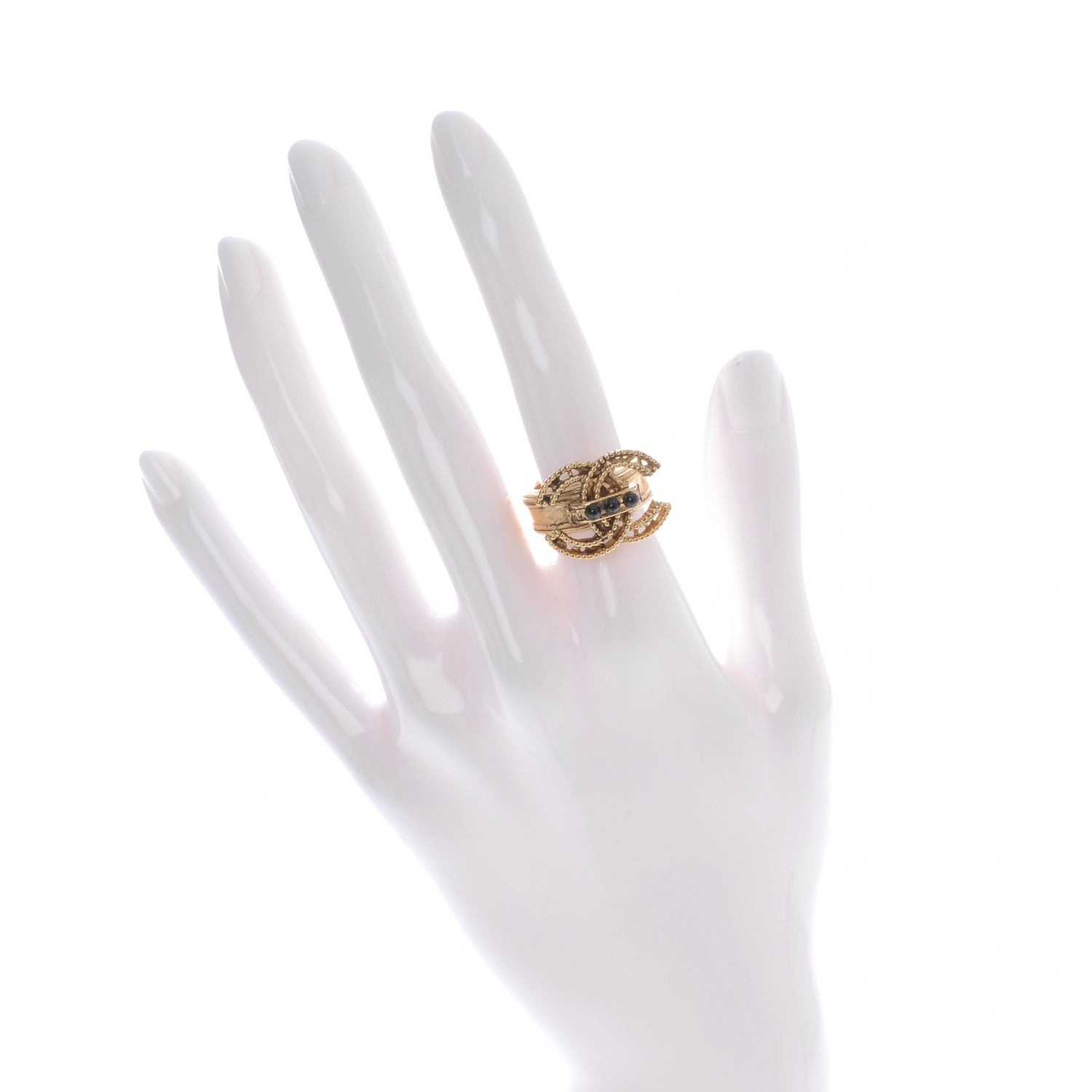Chanel Paris Byzance CC Ring 6.5 Gold 2 of 5
