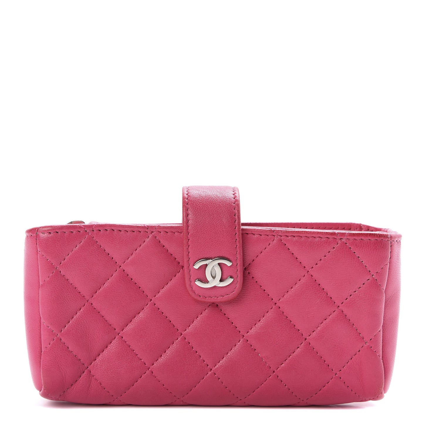 Lambskin Quilted Mini Phone Holder Clutch Pink
