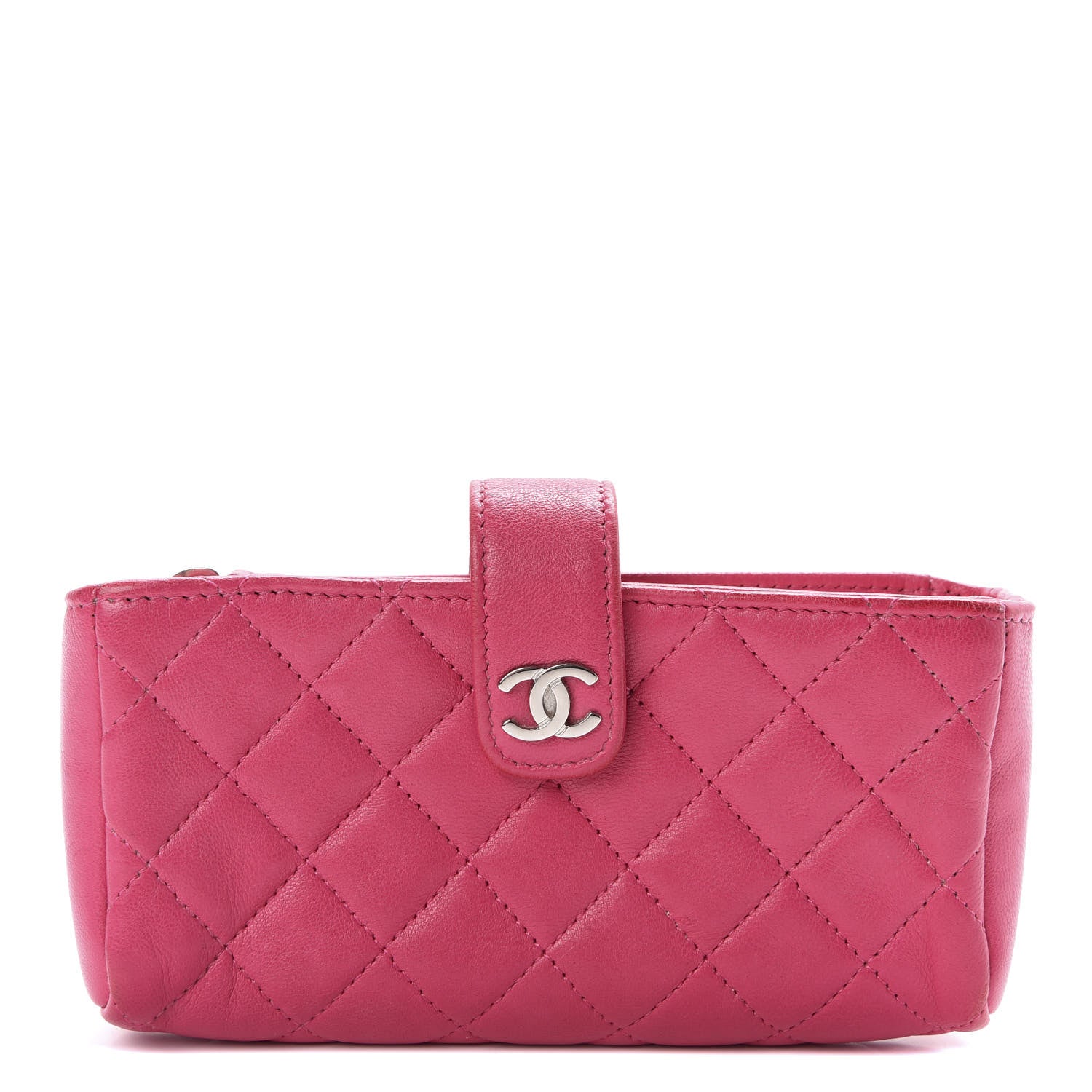 Chanel Lambskin Quilted Mini Phone Holder Clutch Pink 1 of 8