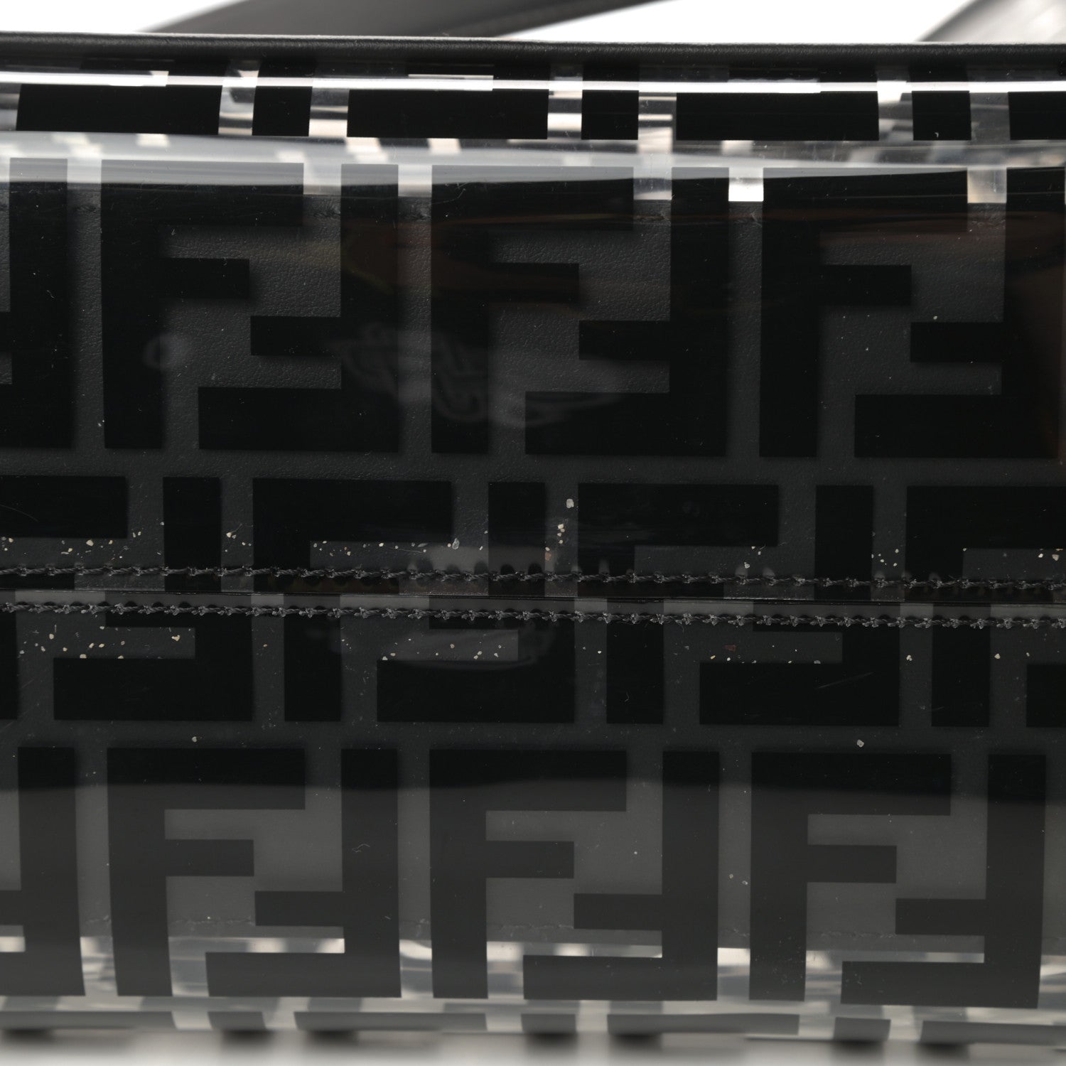 Fendi TPU FF Vitello Century Plexiglass Medium Runaway Shopper Tote Black 10 of 12