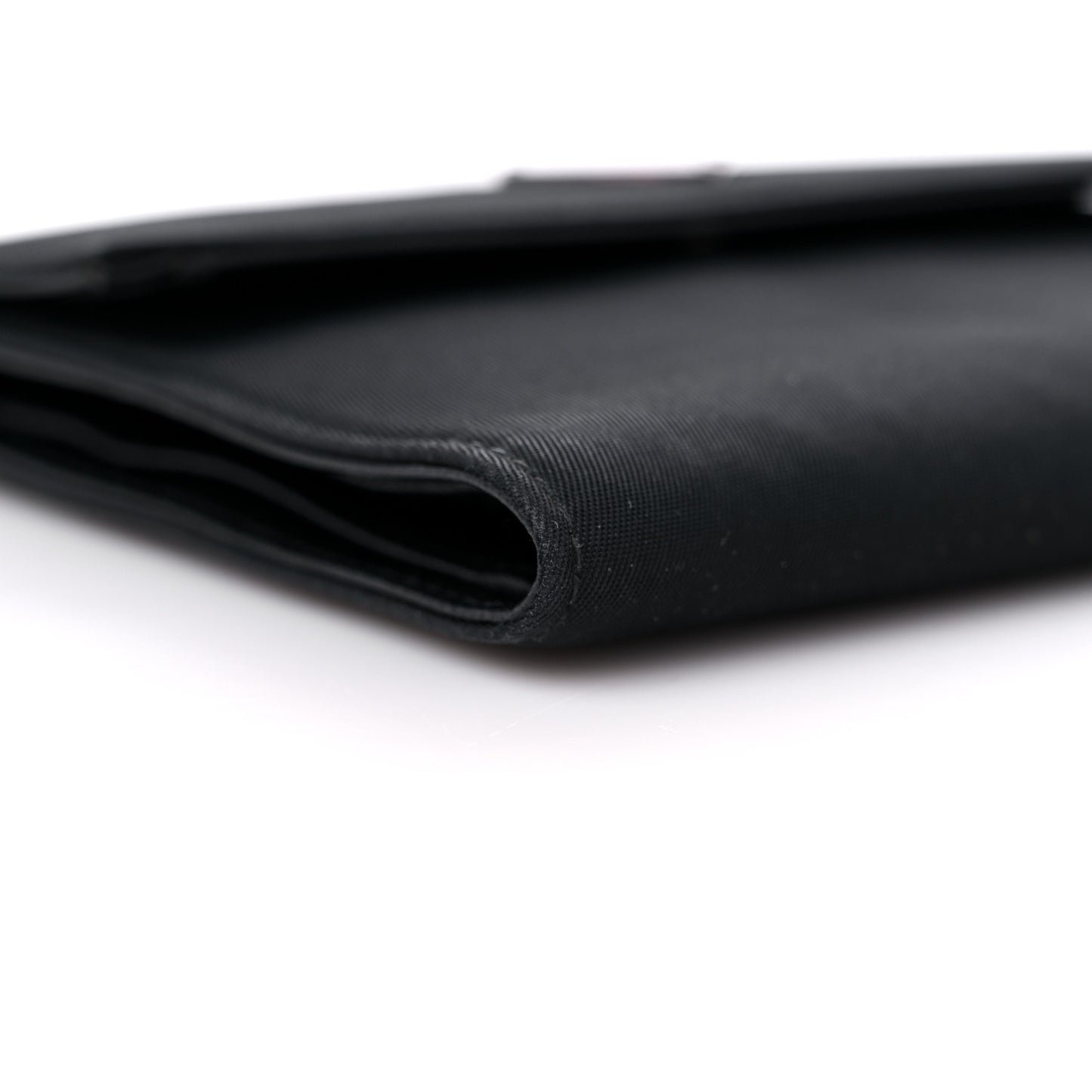 Tessuto Nylon Saffiano Tri-Fold Compact Wallet Black