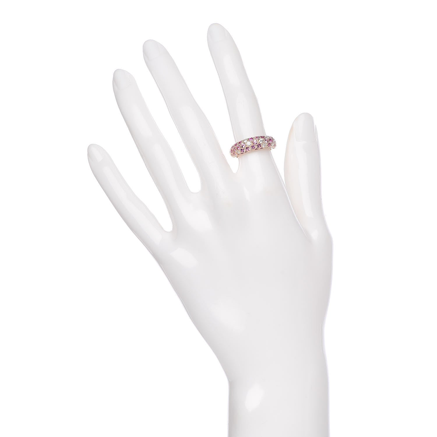 Cartier 18K Pink Gold Diamond Pink Sapphire 6mm Mimi Ring 49 4.75 2 of 4