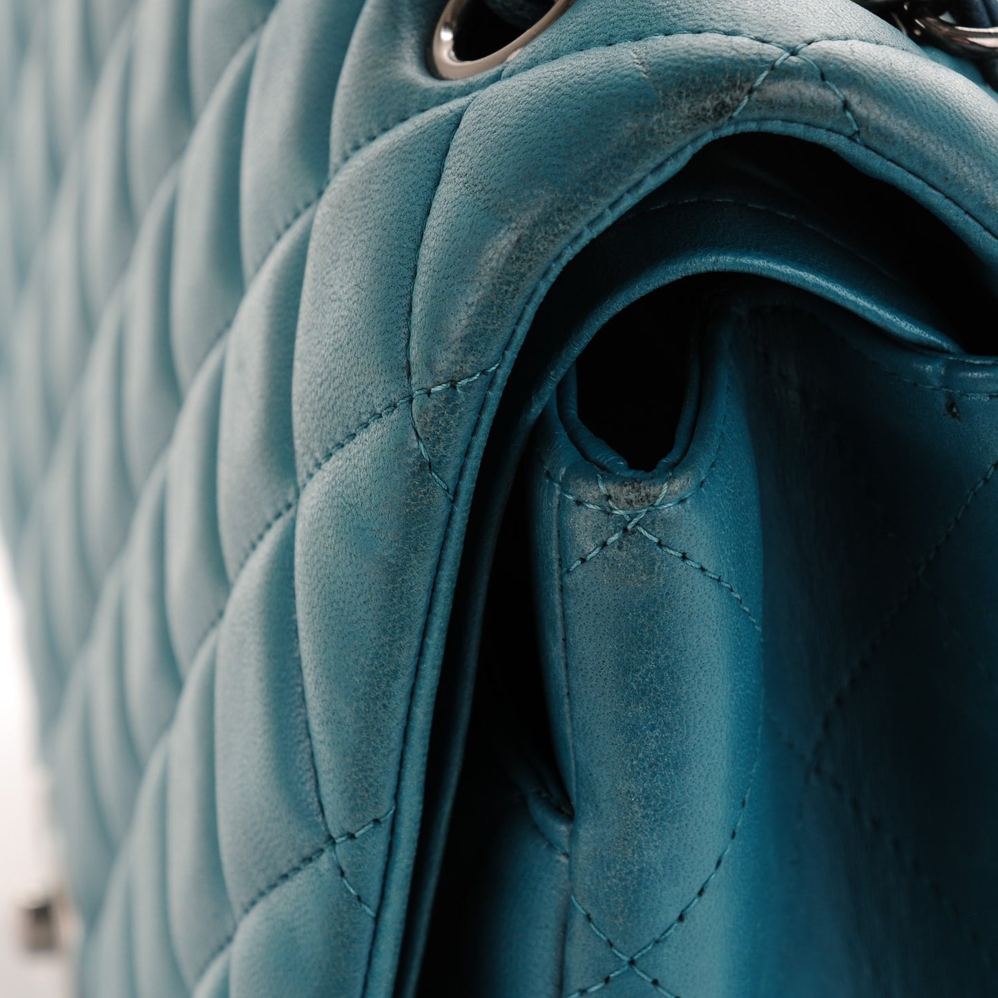 Lambskin Maxi Double Flap Turquoise