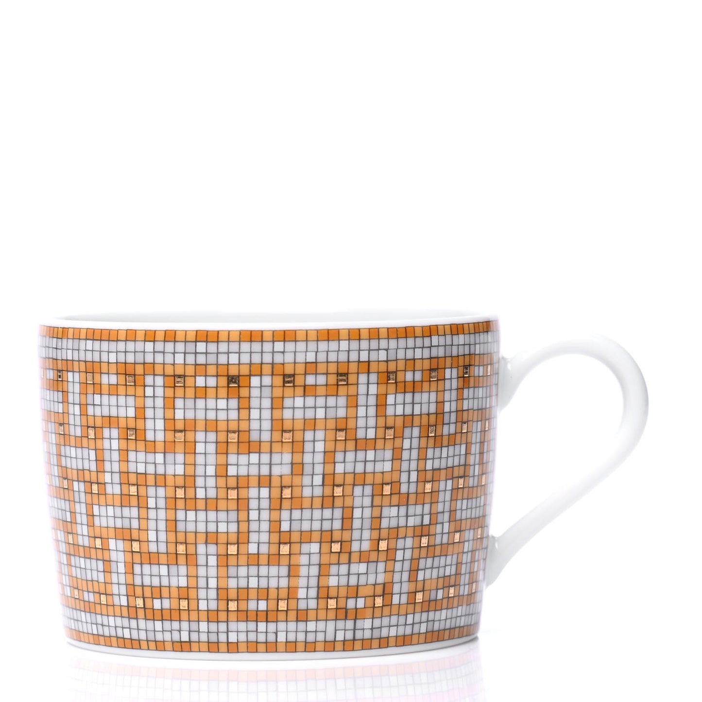 Porcelain Mosaique Au 24 Gold Tea Cup And Saucer Set Of 2