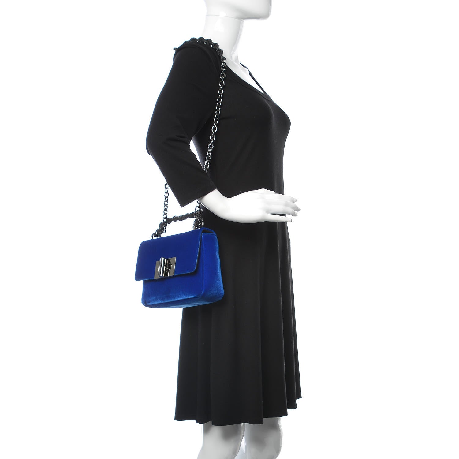 Tom Ford Velvet Large Natalia Chain Bag Imperial Blue 2 of 13
