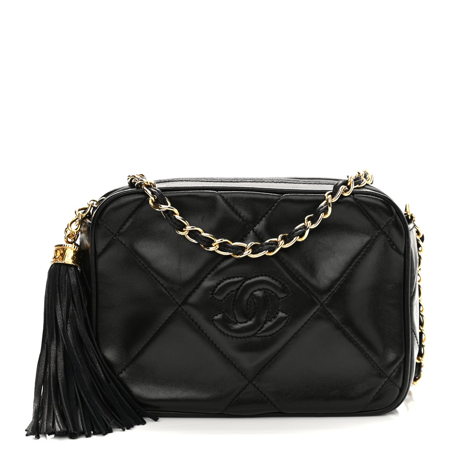 Chanel Lambskin Quilted CC Tassel Camera Case Black 1 of 12