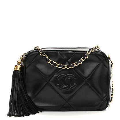 Chanel Lambskin Quilted CC Tassel Camera Case Black 1 of 12