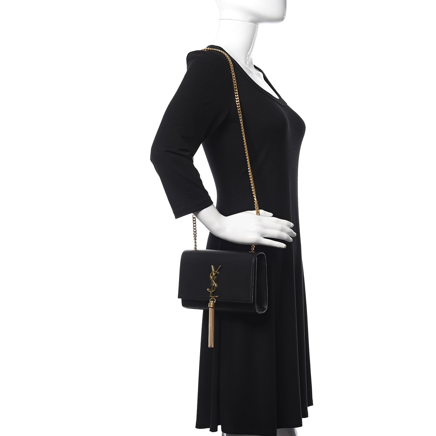 Saint Laurent Calfskin Small Classic Monogram Kate Tassel Satchel Black 2 of 9