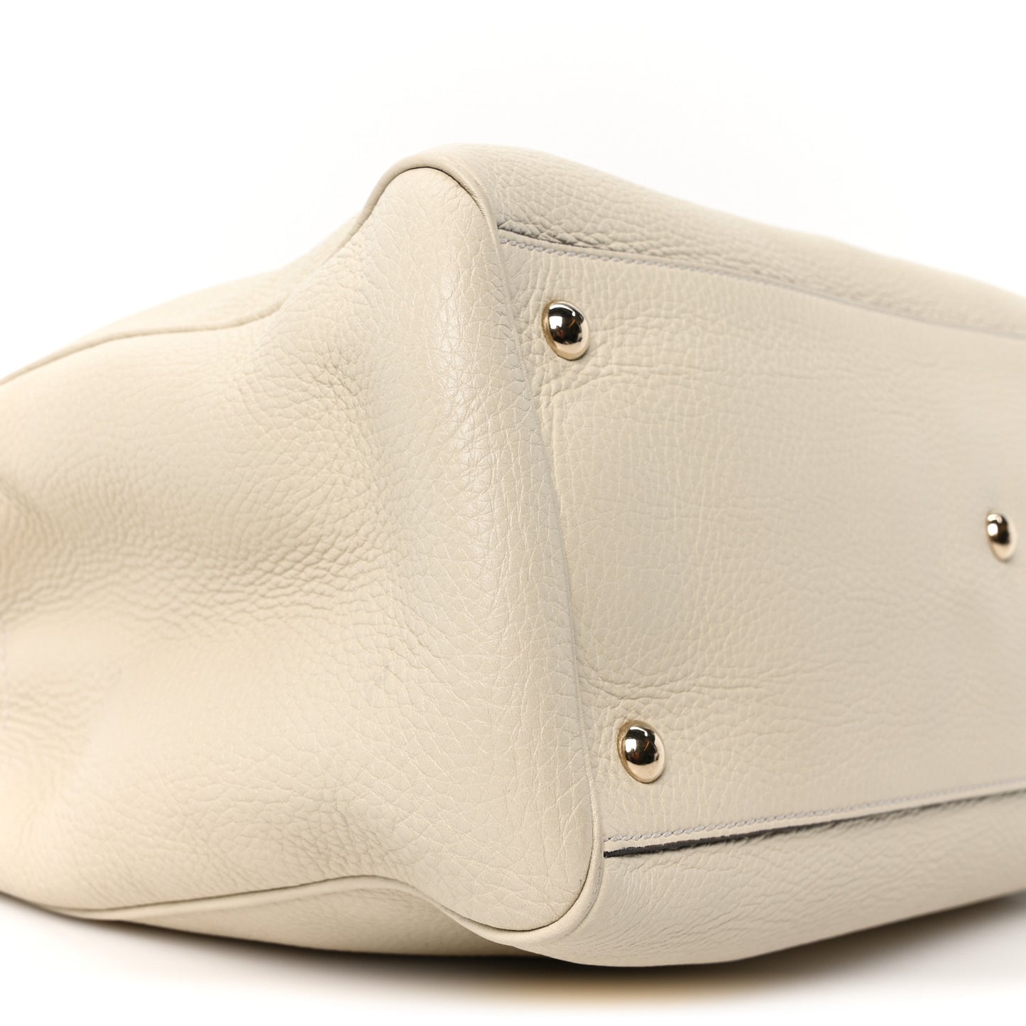 Pebbled Calfskin Medium Bamboo Shopper Tote Off White