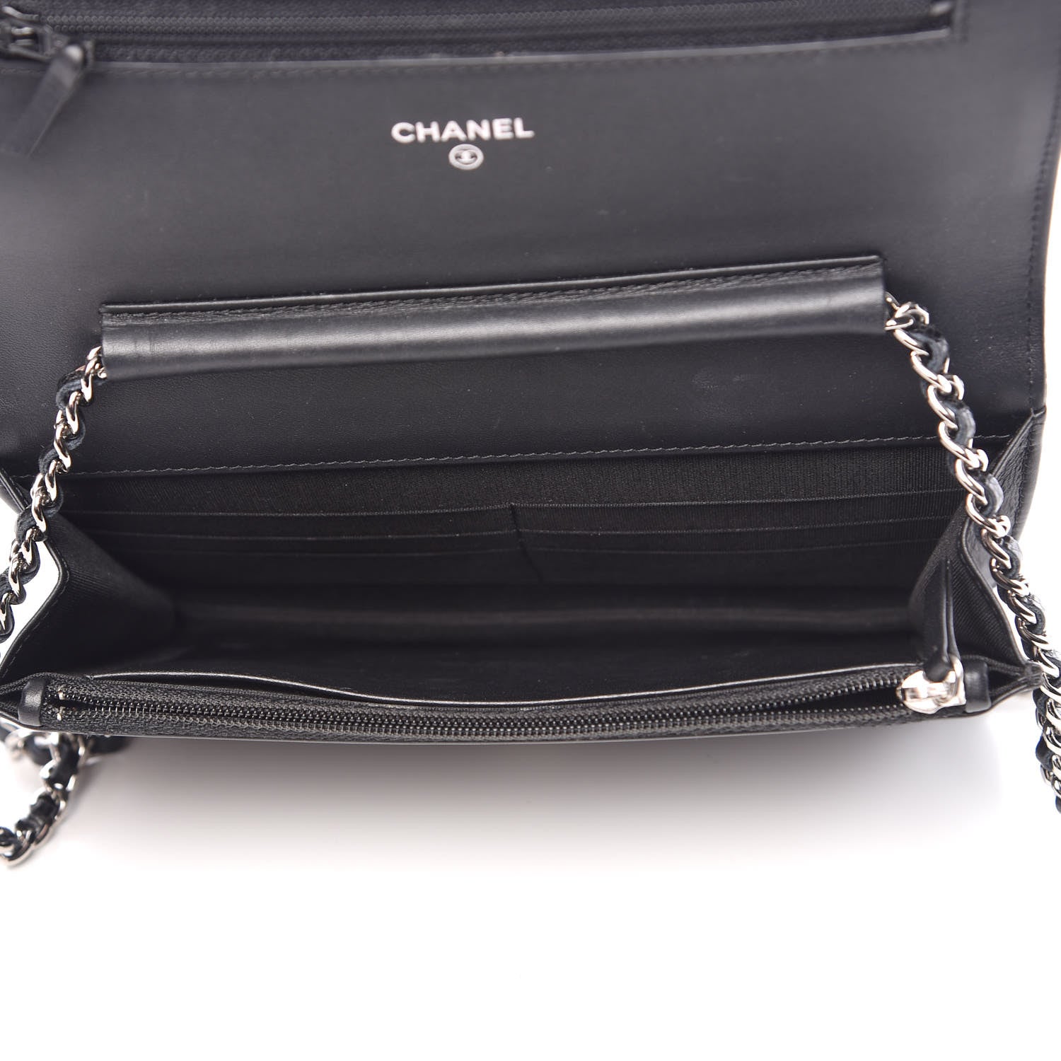Chanel Caviar Timeless CC Wallet On Chain WOC Black 5 of 9
