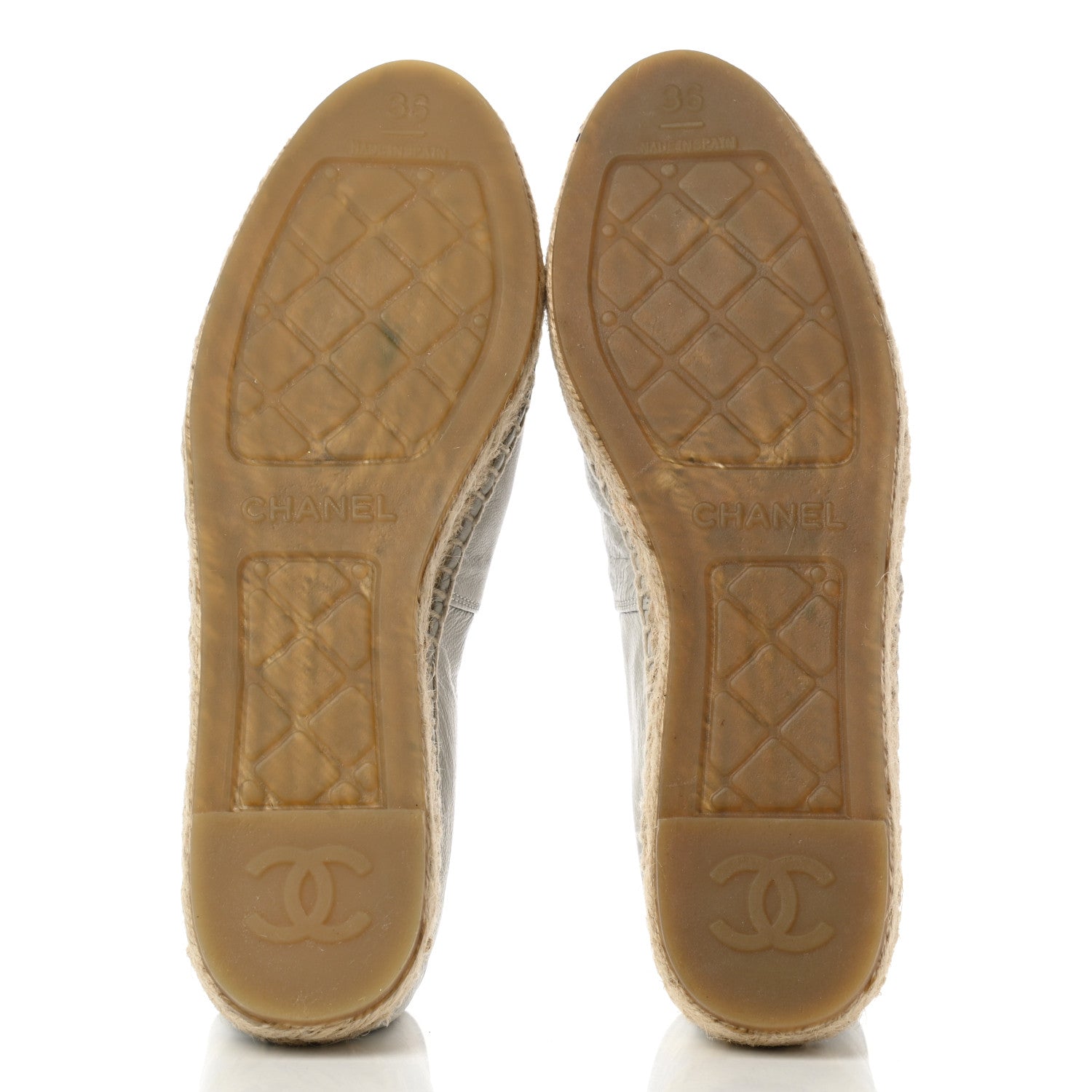 Chanel Lambskin Grosgrain CC Espadrilles 36 Grey 5 of 9