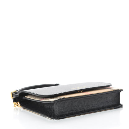 Burberry Derby Calfskin House Check Wallet On Chain Black 4 of 11