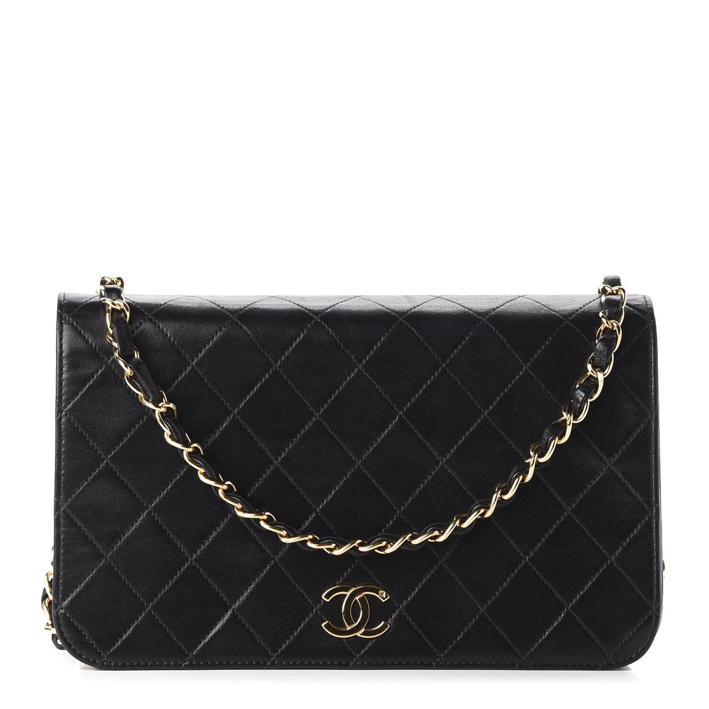 Lambskin Quilted Small Single Flap Black