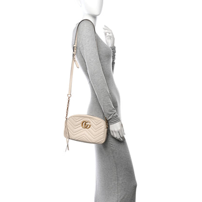 Gucci Calfskin Matelasse Small GG Marmont Chain Shoulder Bag White 2 of 10